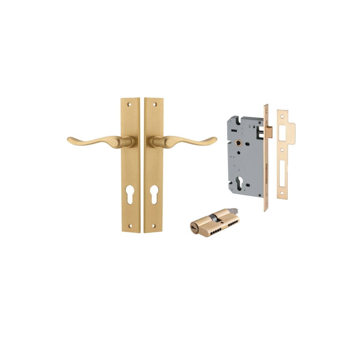 IVER Stirling Solid Brass Rectangular Plate Door Handle – Multiple Finishes Available - Entry - Point - 15420KENTR60KK - Iver