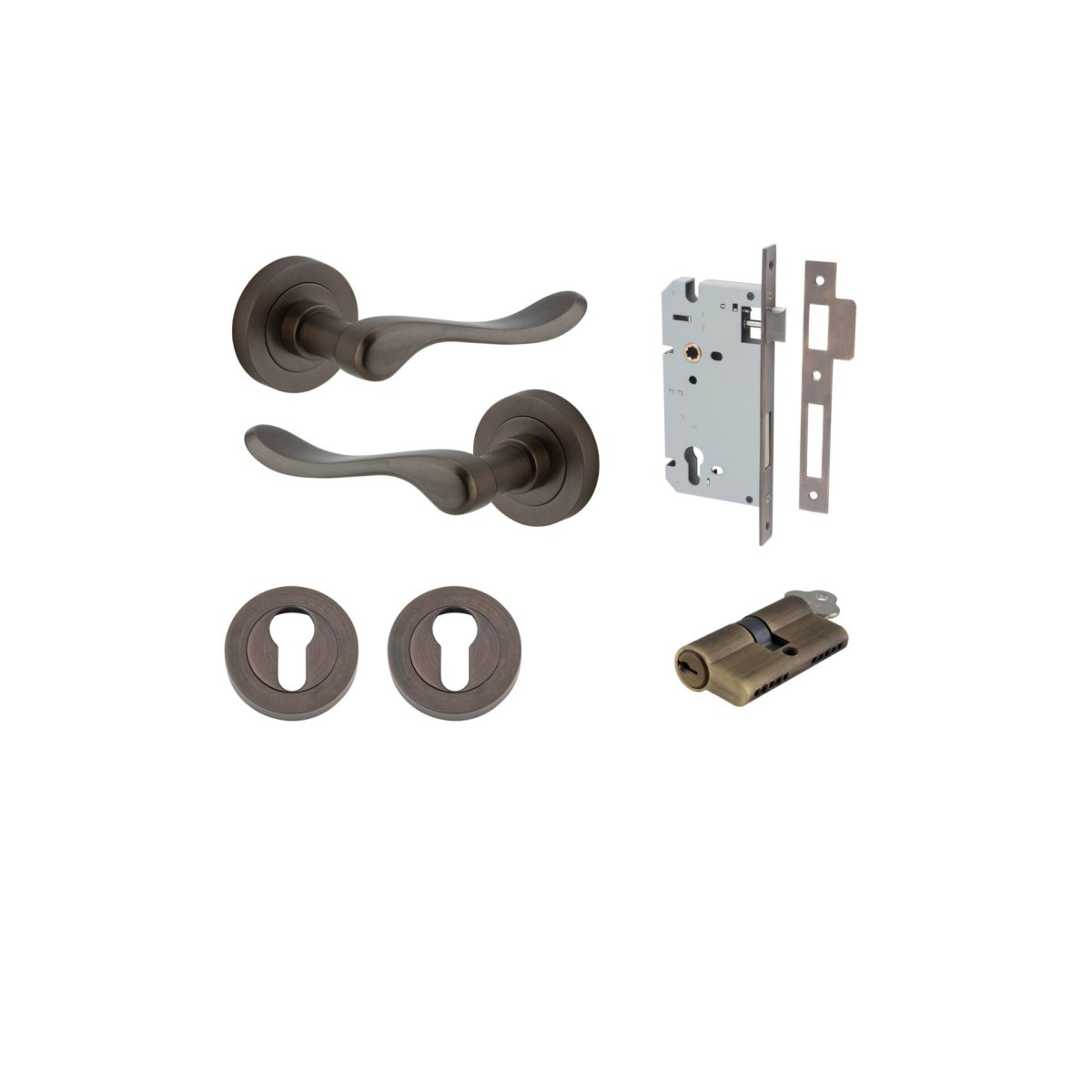 IVER Stirling Solid Brass Round Rose Door Handle – Multiple Finishes Available - Entry - Point - 20791KENTR60KK - Iver