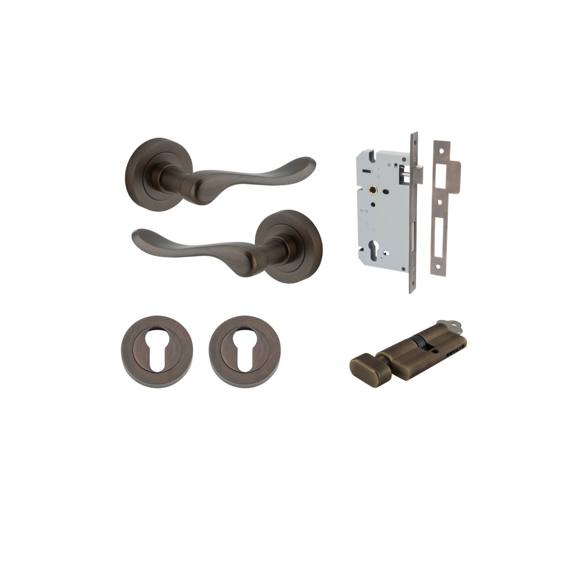 IVER Stirling Solid Brass Round Rose Door Handle – Multiple Finishes Available - Entry - Point - 20791KENTR60KT - Iver