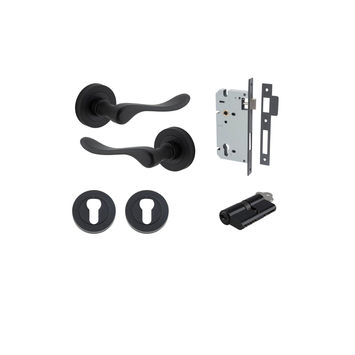 IVER Stirling Solid Brass Round Rose Door Handle – Multiple Finishes Available - Entry - Point - 20793KENTR60KK - Iver