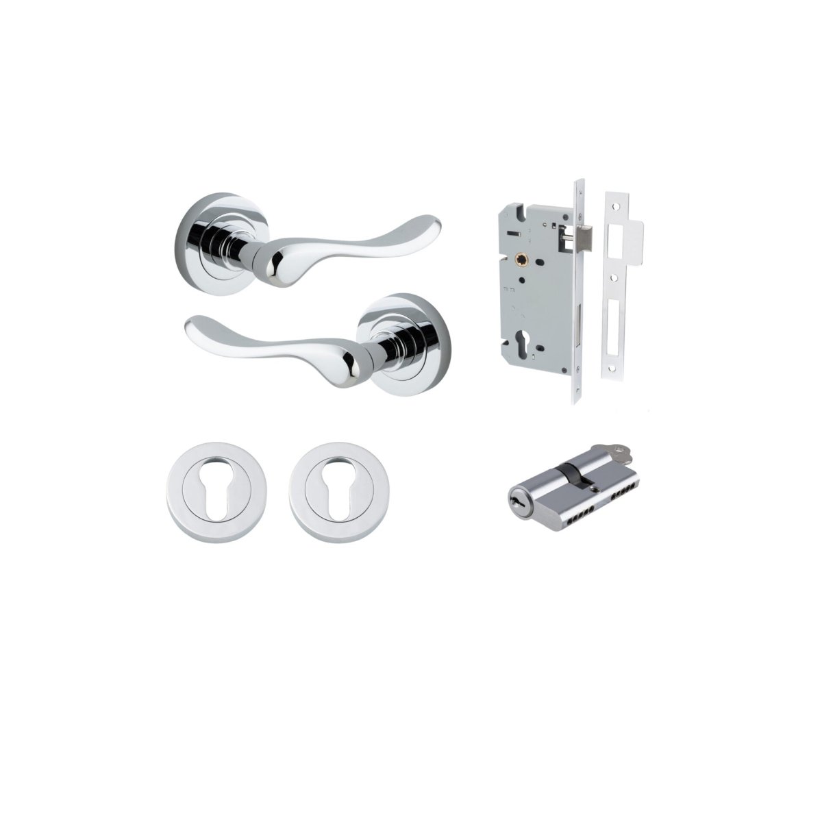 IVER Stirling Solid Brass Round Rose Door Handle – Multiple Finishes Available - Entry - Point - 20794KENTR60KK - Iver