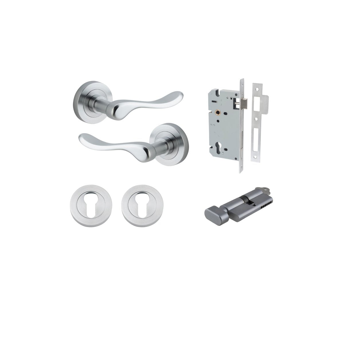 IVER Stirling Solid Brass Round Rose Door Handle – Multiple Finishes Available - Entry - Point - 20795KENTR60KT - Iver
