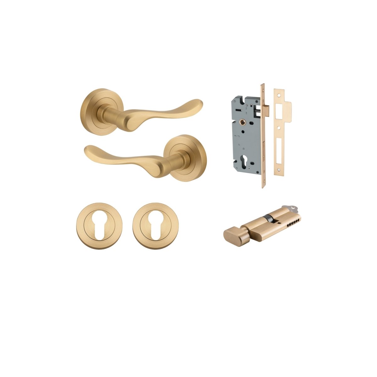 IVER Stirling Solid Brass Round Rose Door Handle – Multiple Finishes Available - Entry - Point - 20796KENTR60KT - Iver