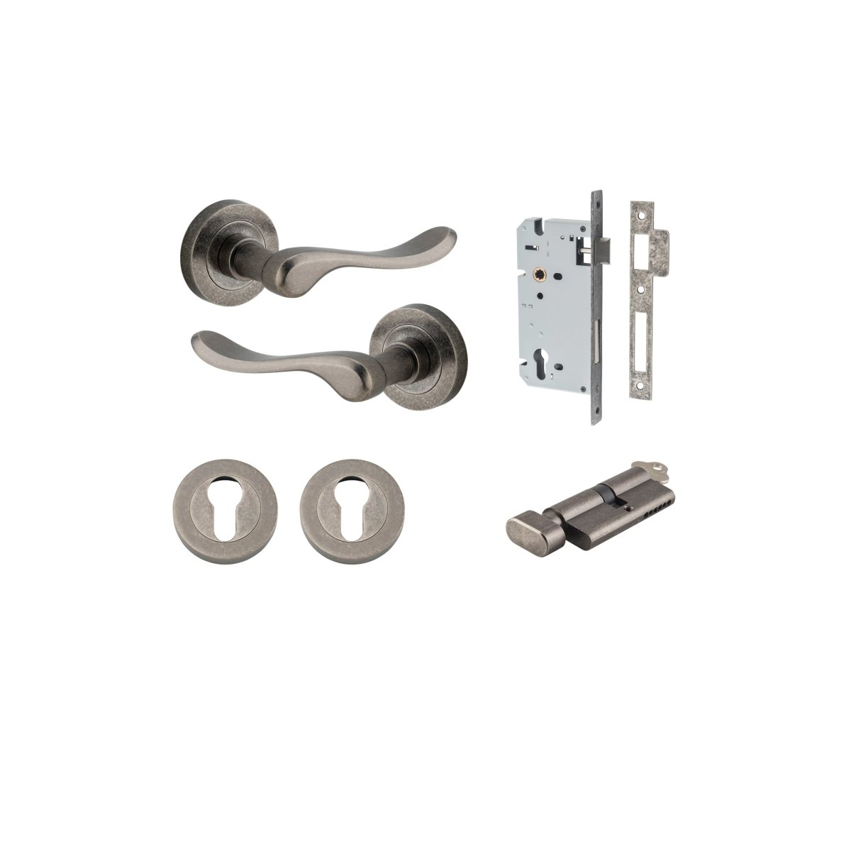 IVER Stirling Solid Brass Round Rose Door Handle – Multiple Finishes Available - Entry - Point - 20797KENTR60KT - Iver