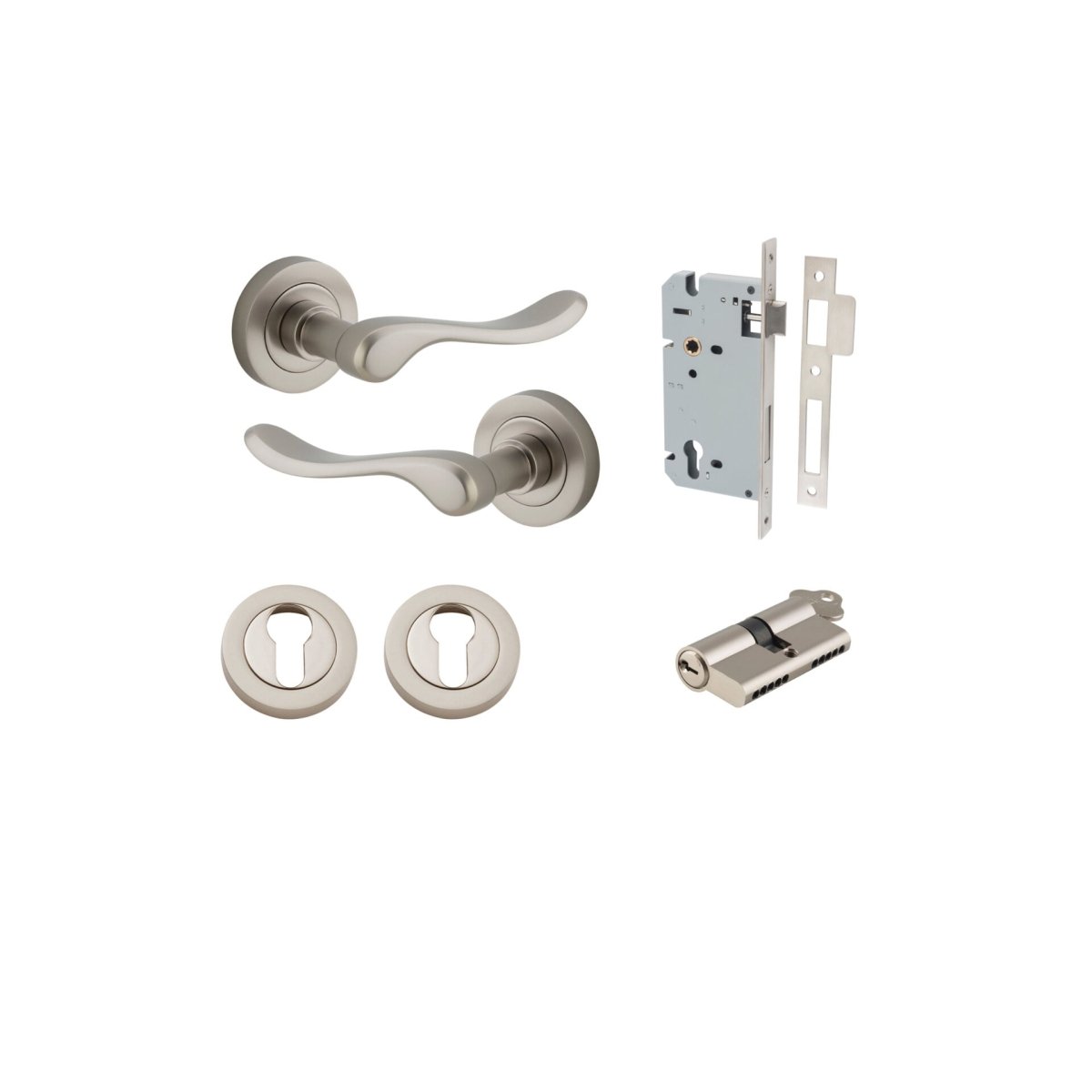 IVER Stirling Solid Brass Round Rose Door Handle – Multiple Finishes Available - Entry - Point - 20799KENTR60KK - Iver