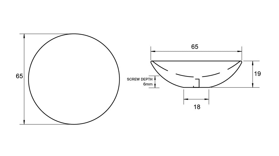 L4328 - 65mm Bowl Knob By Kethy - Entry - Point - L4328/65 - OAK - Kethy
