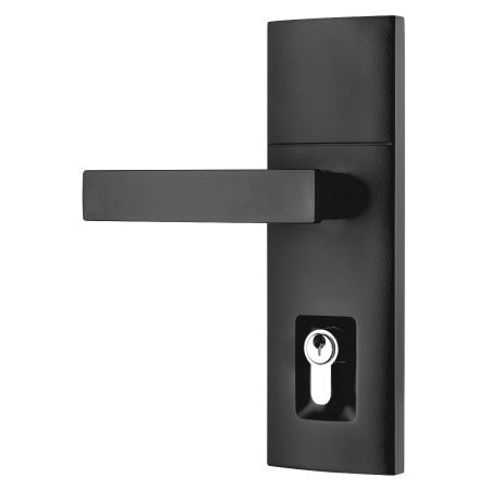 Trilock Contemporary Angular Double Cylinder Entrance Lever Set - Matt Black