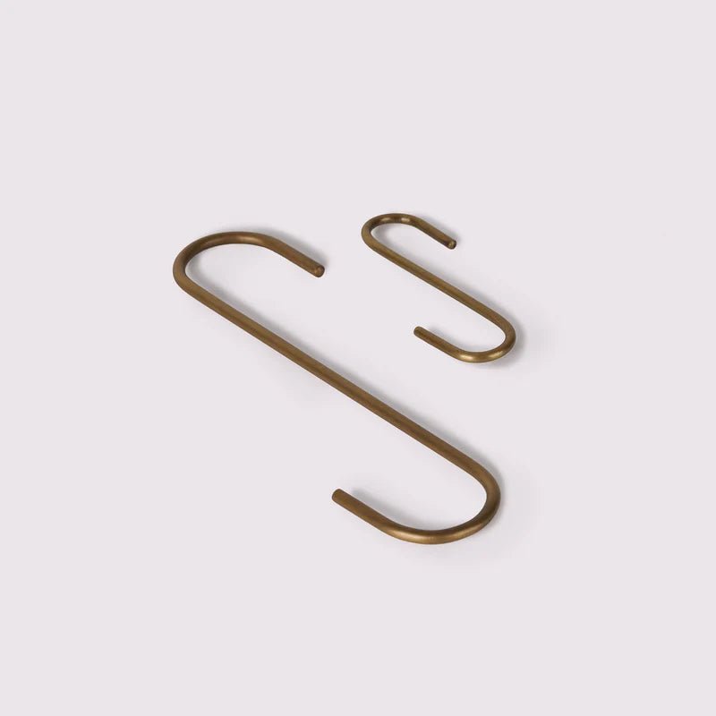 Pack of 5 - Brass S Hook in Acid Washed Brass - Entry - Point - SHLAWB - Hepburn Hardware